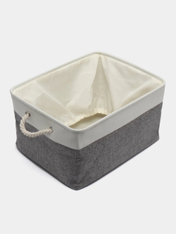 Корзина текстильная для хранения, вещей, белья, игрушек, документов, кофр 45х35х25см, серая