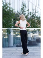 Брюки палаццо классические черные широкие на резинке клеш