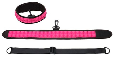 Розовый ошейник Speak No Evil Choker с поводком (Цвет: розовый с черным)