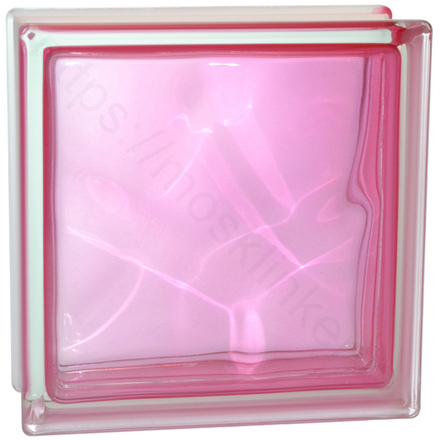 Стеклоблок Vitrablok Волна Розовый 19x19x8 - окрашенный внутри