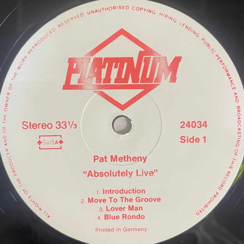 Pat Metheny ‎– Absolutely Live (Швейцария 1988г.)