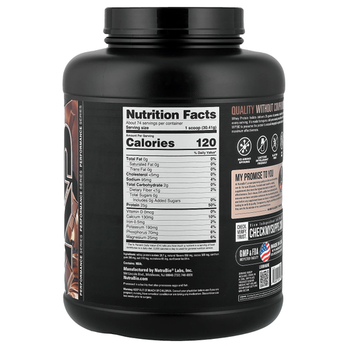 NutraBio, изолят сывороточного протеина, со вкусом изысканного шоколада, 2268 г (5 фунтов)