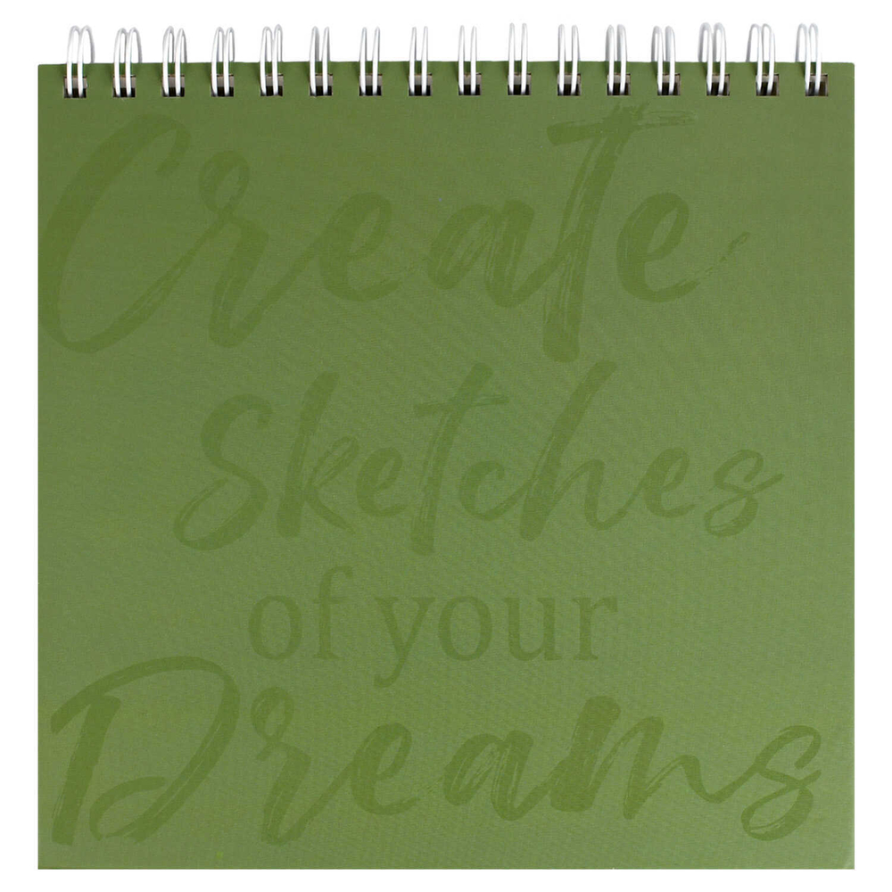 Альбом для рисования (Скетчпад) 210х210 мм, 40 л, блок - белый офсет 160 г/м², арт. 70191 ЭВКАЛИПТ /обложка полноцветная печать, твёрдый переплёт на гребне, матовая ламинация, УФ-лак выборочный /