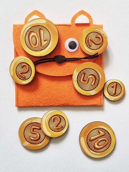 Кошелек развивающий с монетами Котик