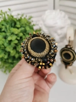 Заколка-автомат из бисера и камней ручной работы