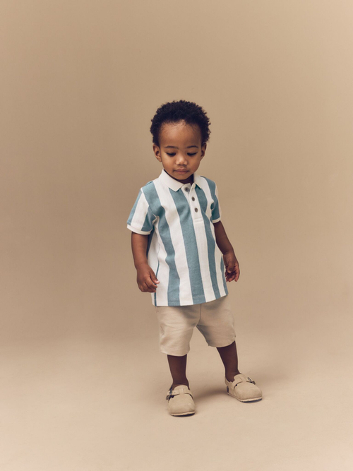 Поло и шорты в комплекте для мальчика Next E26-080, Белый, Голубой, Песочный