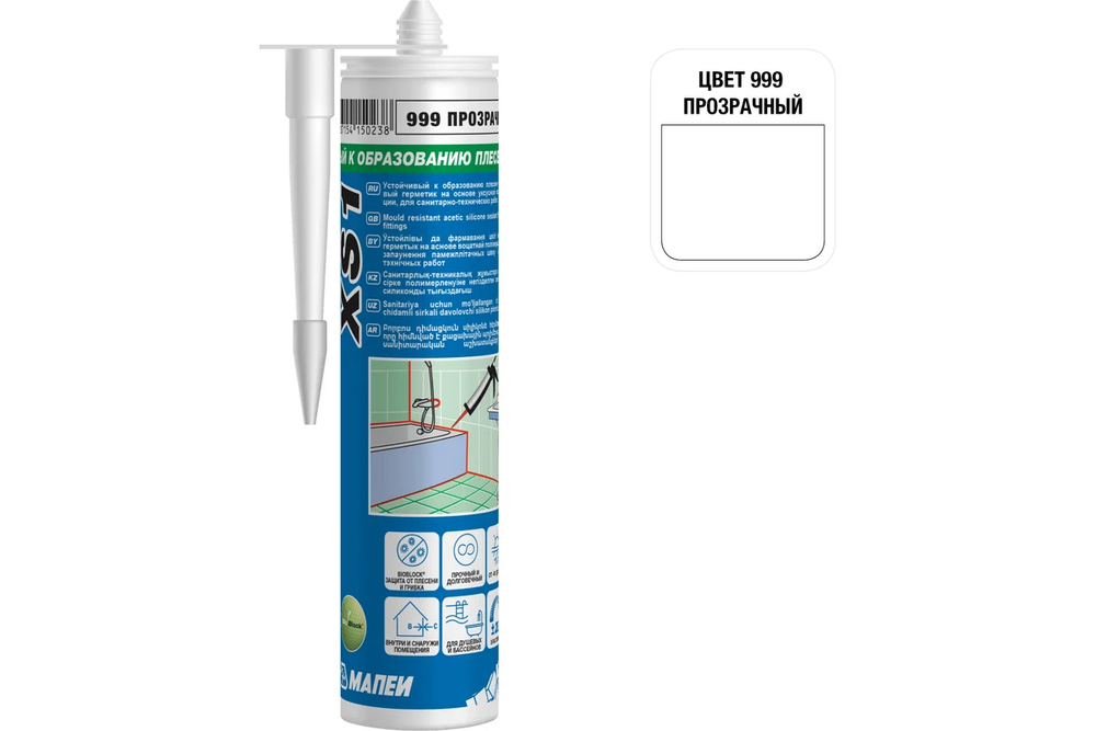 XS1, ТМ МАПЕИ, цвет №999 прозрачный, 300мл, Китай, Герметик силиконовый