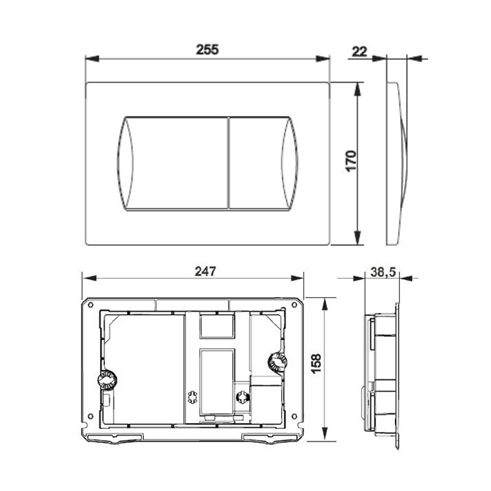 Клавиша смыва Roca Active PL 62B для ПЭК, хром глянец 78901160B1