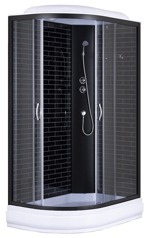 Душевая кабина Loranto 120х80х215 поддон 20 см, черный кирпичный узор, серое стекло 4 мм, профиль черный (CS-66120-20R GB 120)