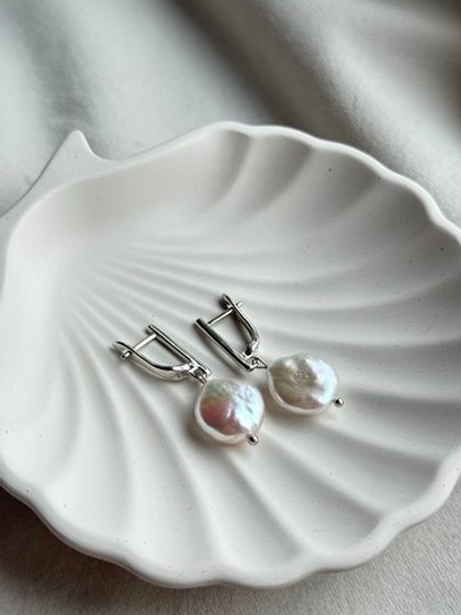 Серьги с натуральным барочным жемчугом