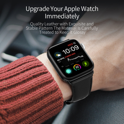 Ремешок из натуральной кожи черного цвета от Dux Ducis для смарт часов Apple Watch 42, 44, 45, 46, 49мм, серия Business Series