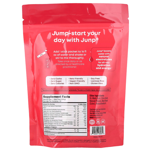 JUNP Hydration, электролитная порошковая смесь, со вкусом лесных ягод, 20 пакетиков по 3,8 г (0,13 унции)