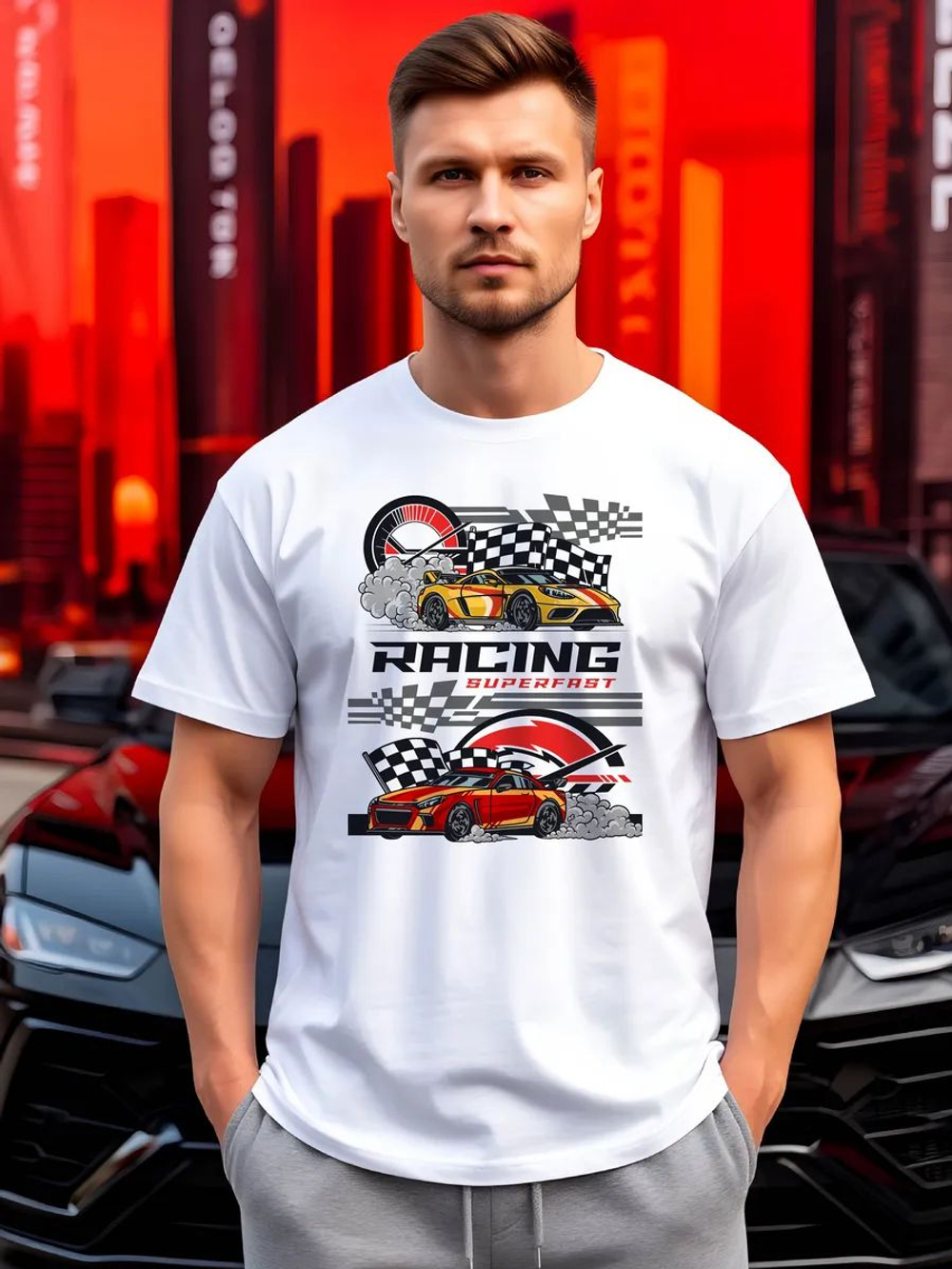 Футболка мужская y2k с принтом машиной