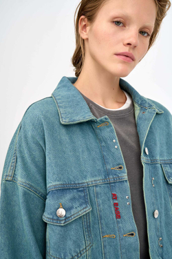 Джинсовая куртка женская зеленая JEANS RELAXED JACKET GREEN