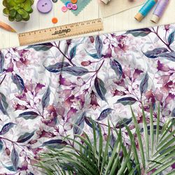 Ткань саржа сдержанные акварельные колокольчики