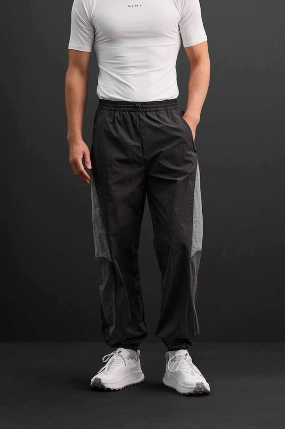 ZARA БРЮКИ-ДЖОГГЕРЫ В СТИЛЕ КОЛОР-БЛОК, АНТРАЦИТОВО-СЕРЫЙ