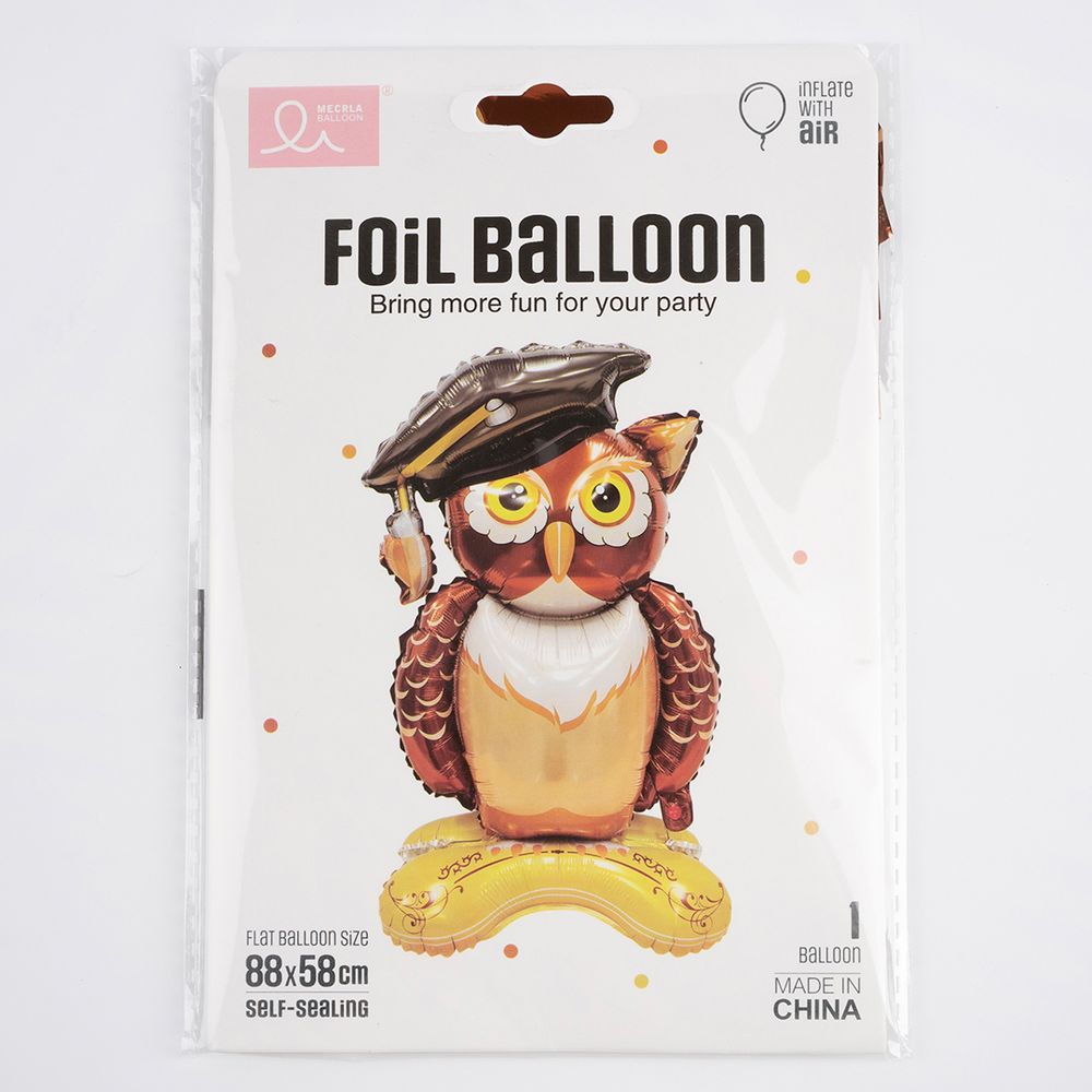 Шар 3D (35''/89 см) Фигура на подставке, Сова Выпускник, 1 шт. в уп.