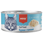 Wanpy Cat Консервы для кошек "Курица с треской" 95 г