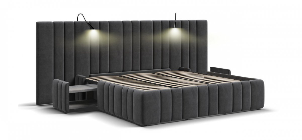 Кровать BOSS INFINITY 180*200 велюр Monolit серая