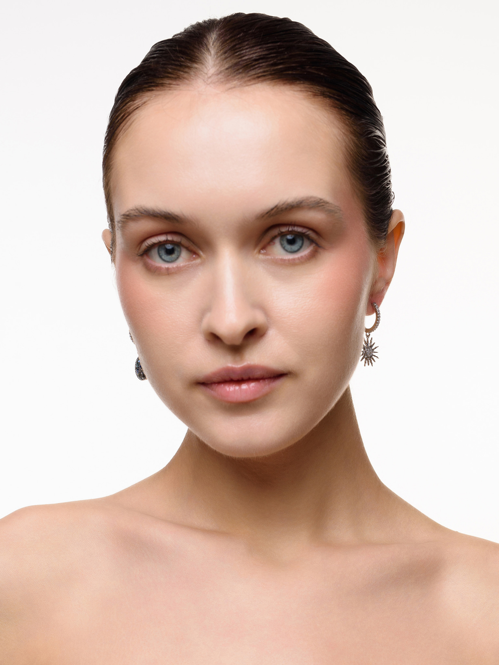 Серьги "Crystal Sun" с перламутром Silver