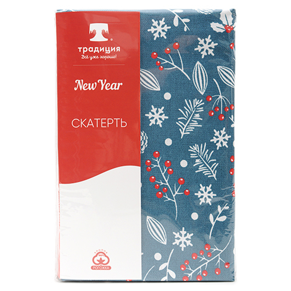 Скатерть 145*180см Шишки синий «NewYear»
