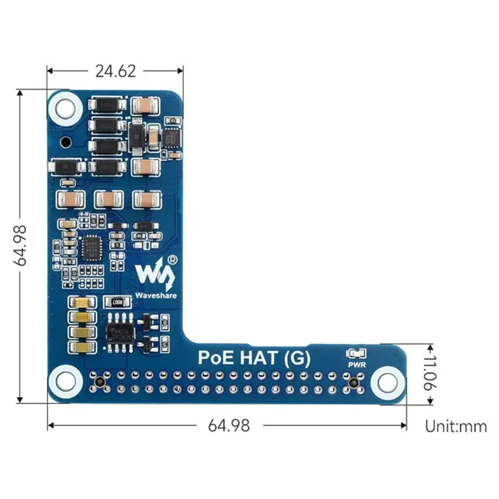 Плата POE HAT (G) для Raspberry Pi 5, 5V/5A Waveshare