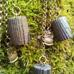 Серьги ТОТЕМ СОВА цепочные, лиственница