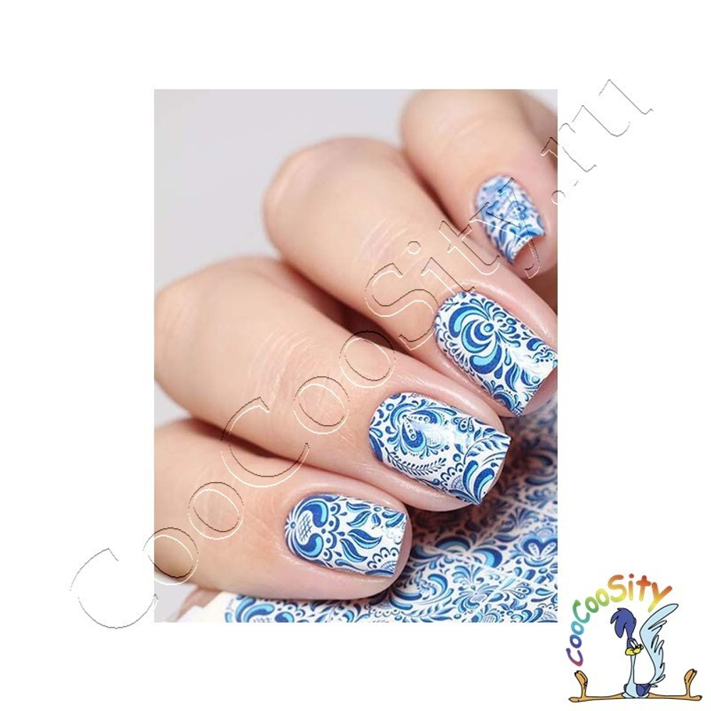 Рисунки гель-лаком на ногтях. Синий дизайн ногтей Гжель. Красивый маникюр (shellac) - aikimaster.ru