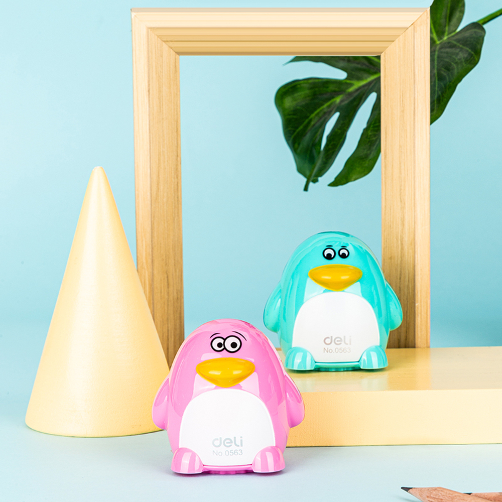 Точилка DELI "Magic Zoo" пингвин, 2 отверстия, с контейнером, ассорти
