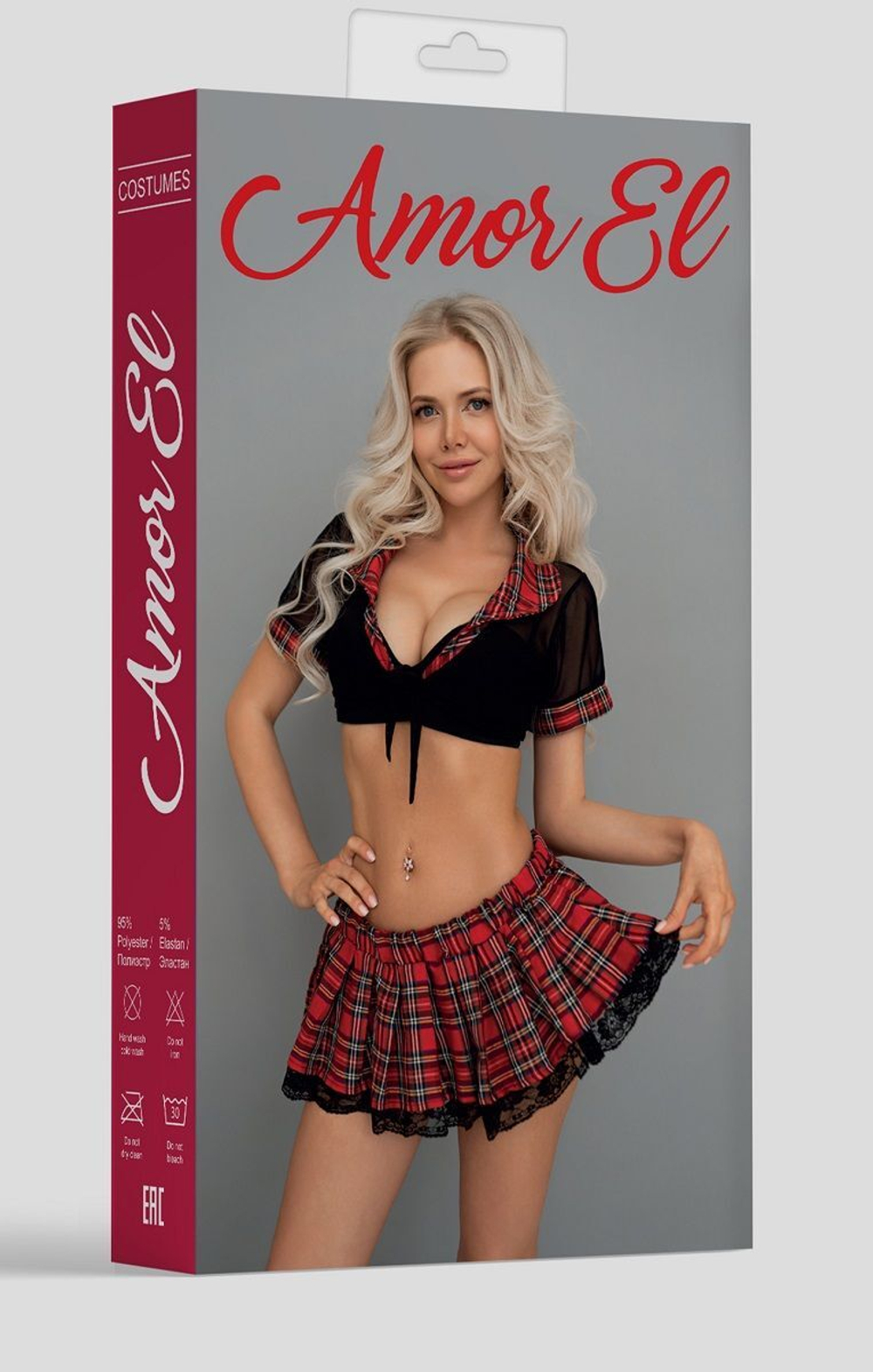 Игровой костюм дерзкой школьницы (Размер: S-M) (Цвет: черный с красным)