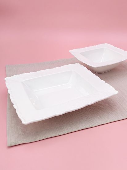 Тарелка глубокая с бортиком 22х4 см. квадратная, набор 4 шт. "Орнамент"