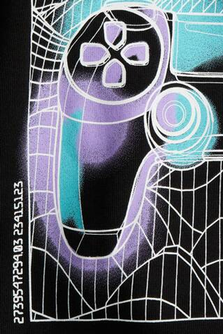 H&M Толстовка с капюшоном и принтом, черный