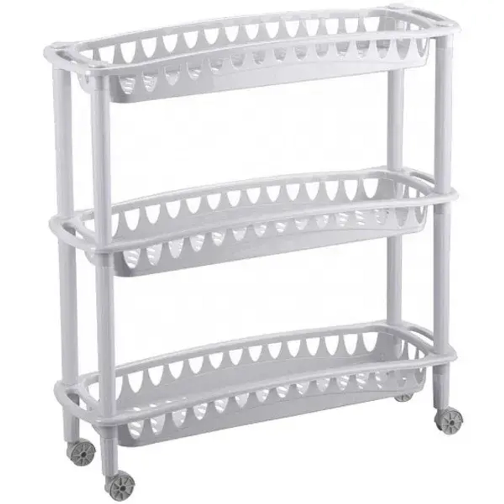 Этажерка узкая «ДЖУЛИЯ» 3 полки, цвет светло-серый 59*18*61см