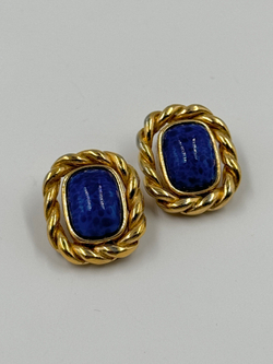 Клипсы с синими вставками Christian Dior