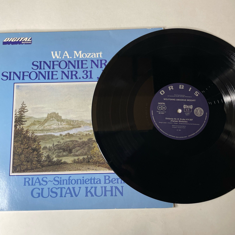 Винтажная виниловая пластинка LP W.A. Mozart Моцарт, RIAS-Sinfonietta Berlin, Gustav Kuhn, Симфония Sinfonie Nr. 21 / Sinfonie Nr. 31 Pariser (Германия 1983)