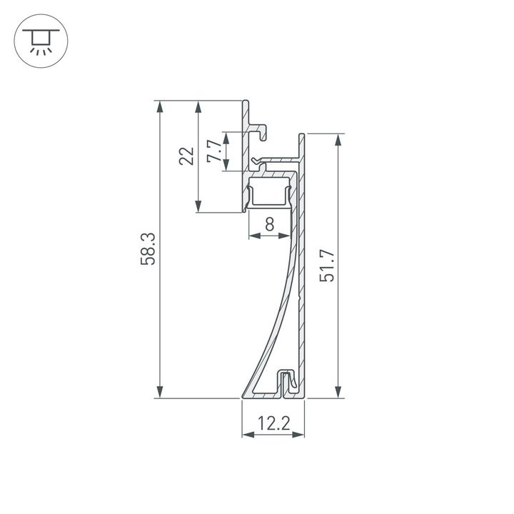 Профиль встраиваемый Arlight Plintus-H58-F-2000 Anod 046391