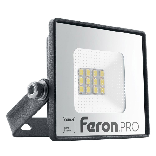 Feron.PRO Прожектор св/д 10W 900lm 6400K IP65 черный 60x43x78 OSRAM LL-1000 41537