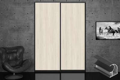 Дверь-купе 2850*600(700,800,900) мм, черный велюр, Каньон ледяной LAMARTY