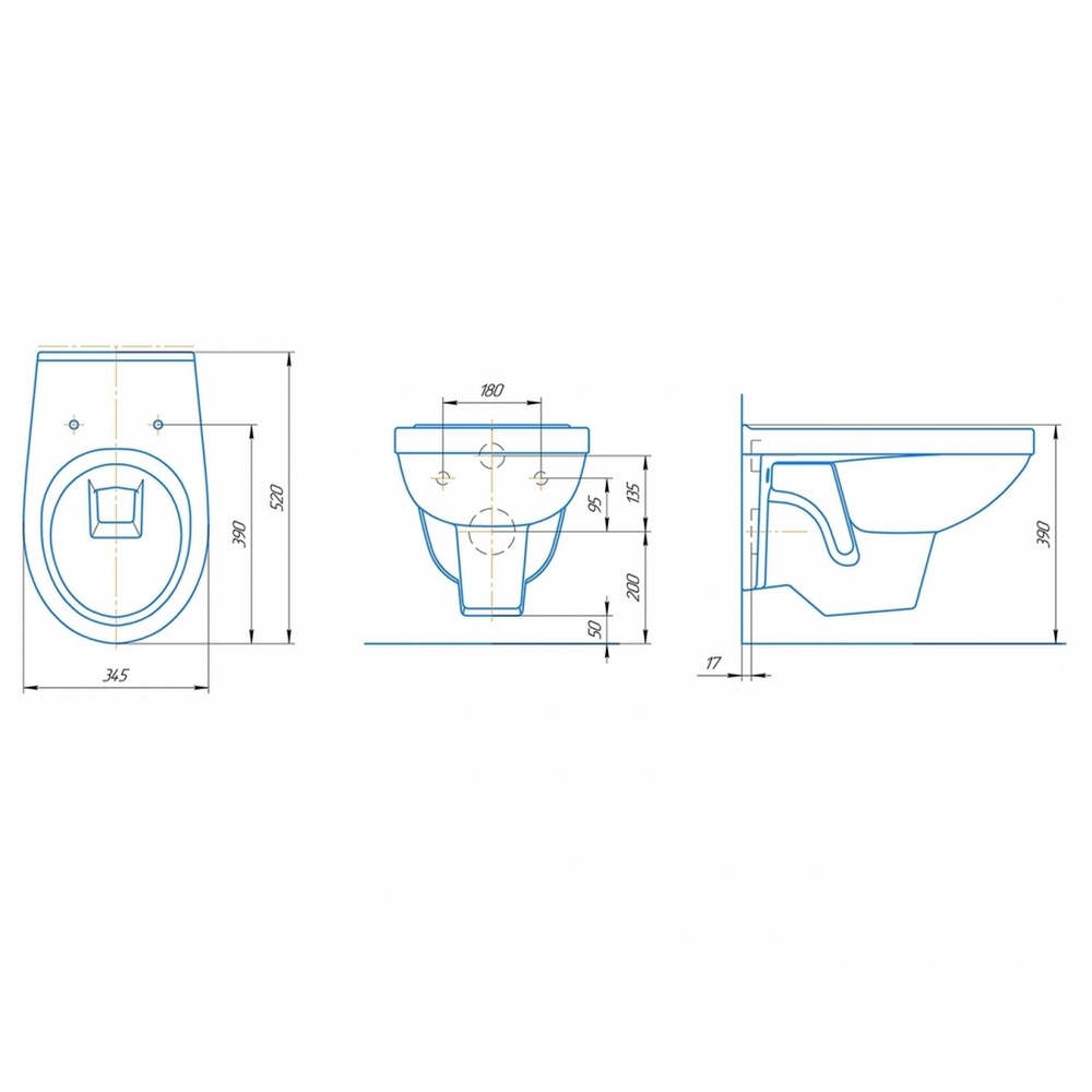 Унитаз подвесной "Рио" сиденье полипропилен белый (Rosa)