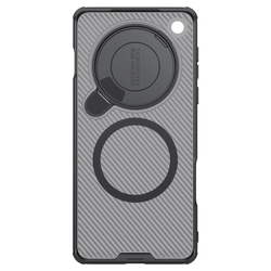 Чехол прозрачный тонированный (Transparent Black) от Nillkin с металлической крышкой и MagSafe на OPPO Find X8 Pro, серия CamShield Prop Magnetic Case