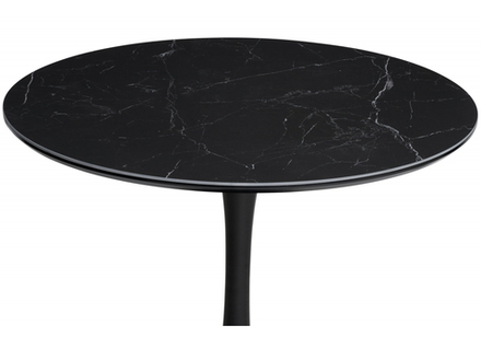 Керамический стол Woodville Тулип 90х74 черный мрамор,  черный, ножки черные