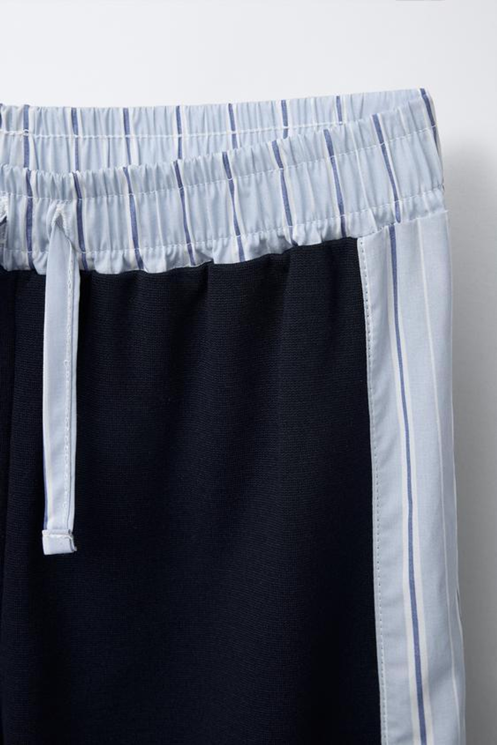 ZARA БРЮКИ WIDE LEG С ЛАМПАСАМИ В ПОЛОСКУ, МОРСКОЙ СИНИЙ