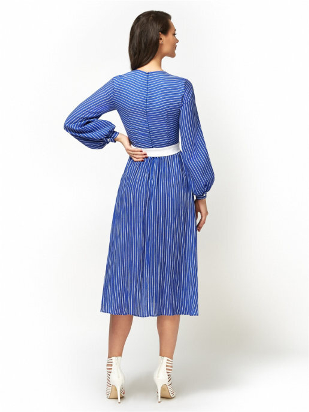 Платье из хлопка- шелка с поясом электрик 13-01-20 SS