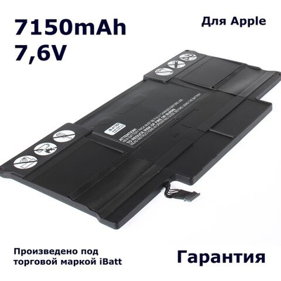 Аккумулятор iBatt 7150mAh для ноутбука Apple MacBook Air 13" A1466 (020-8142-A, A1496)