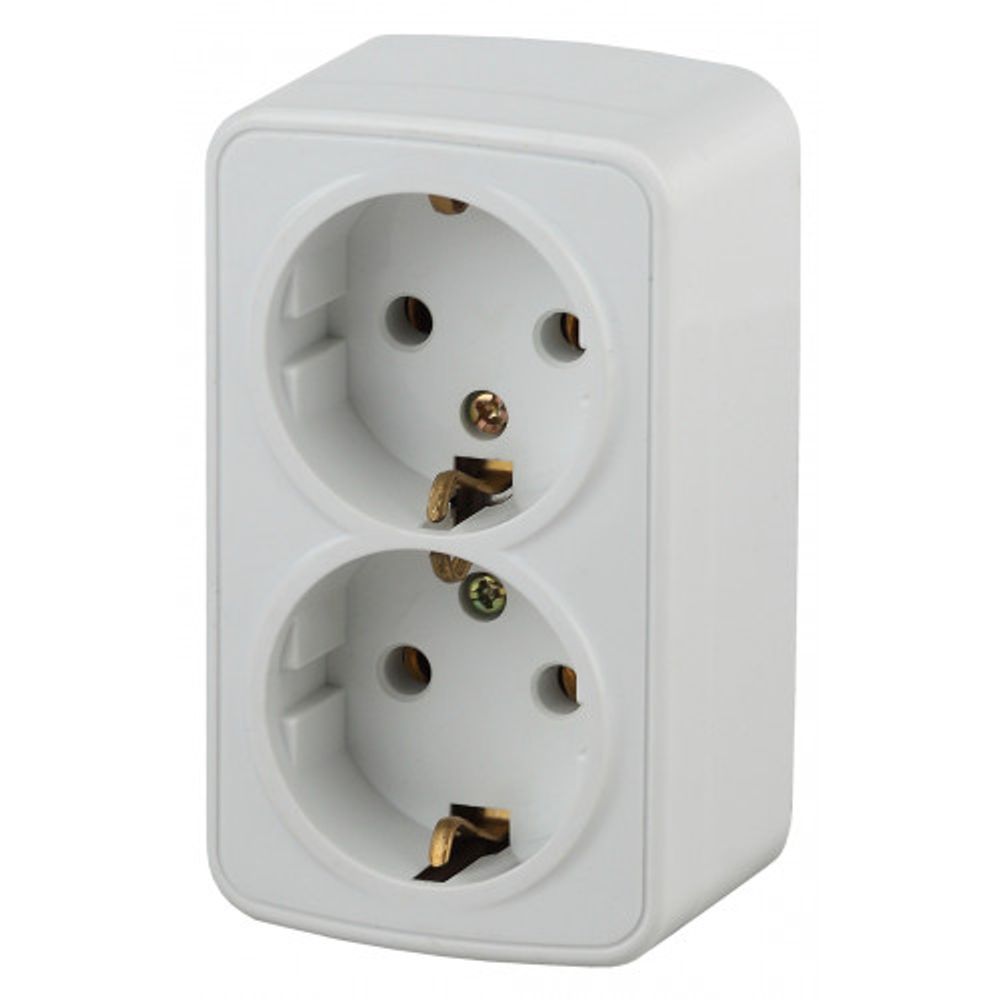 Розетка Intro Polo 3-204-01 2х2P+E Schuko 16А-250В IP20 ОУ белый | Intro