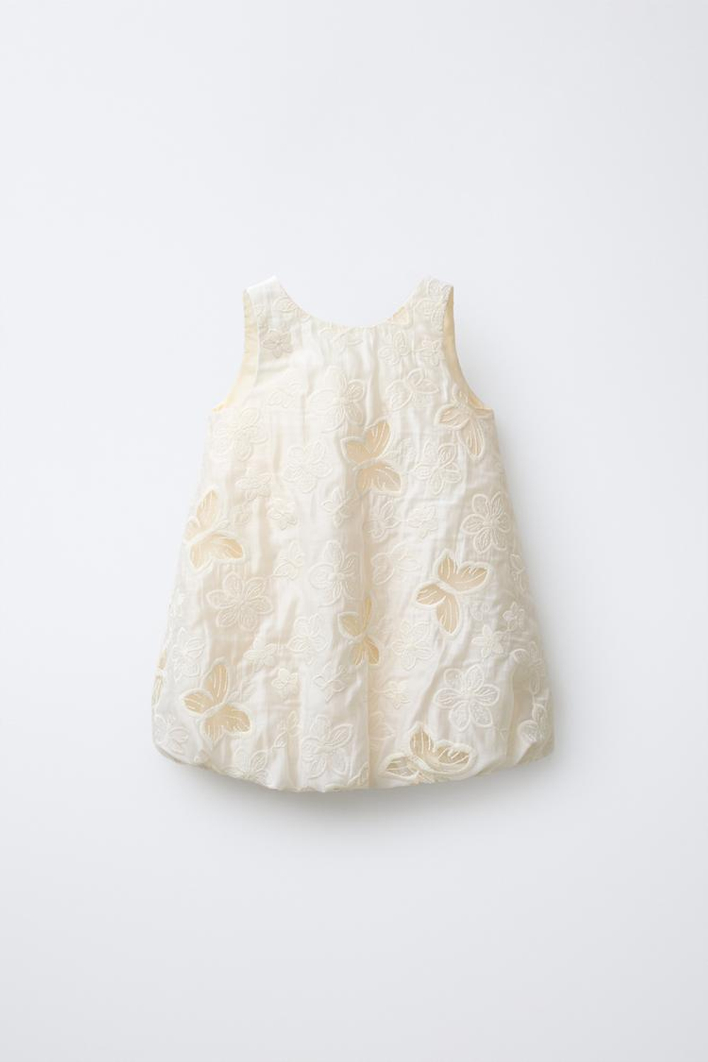 ZARA ПЛАТЬЕ С КОНТРАСТНЫМ УЗОРОМ, ЭКРЮ