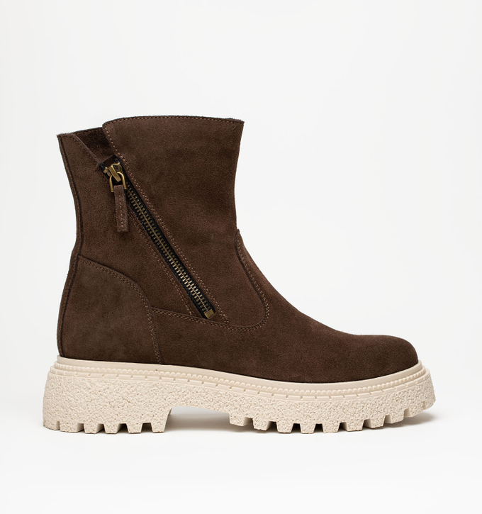 Ботинки женские натуральная кожа с мехом, коричневые