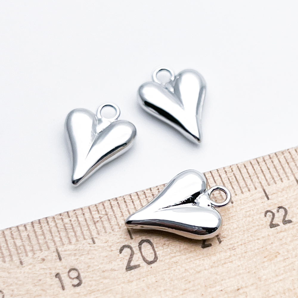 Подвеска Сердце, цвет серебро, размер 15*11 мм, цена за 1 шт