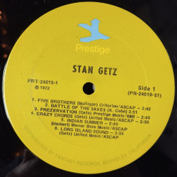 Винтажная виниловая пластинка LP Stan Getz (USA 1972)