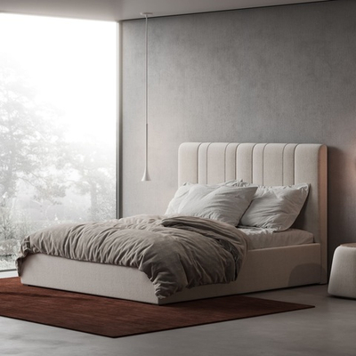 Кровать Мэлани в бежевом велюре-букле 180